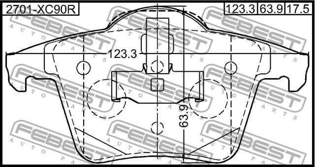 Febest 2701-XC90R Brake Pad Set, disc brake 2701XC90R
