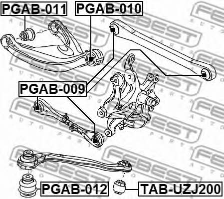 Silent block rear upper arm Febest PGAB-010
