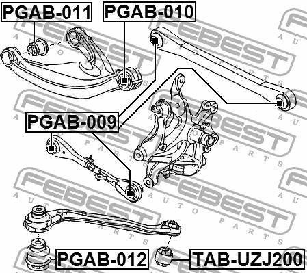 Silent block rear upper arm Febest PGAB-010