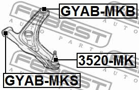 Silent block front lower arm front Febest GYAB-MKS