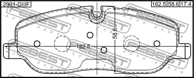 Febest 2901-DIIIF Brake Pad Set, disc brake 2901DIIIF