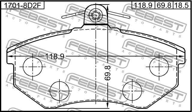 Febest 1701-8D2F Brake Pad Set, disc brake 17018D2F