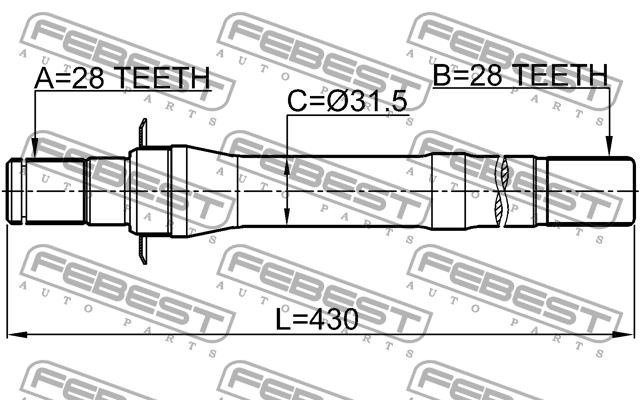 Right axle shaft Febest 1212-IX35AT6