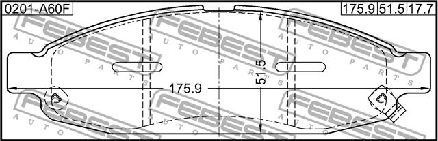 Febest 0201-A60F Brake Pad Set, disc brake 0201A60F