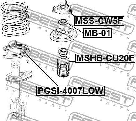 Suspension spring plate rear Febest PGSI-4007LOW