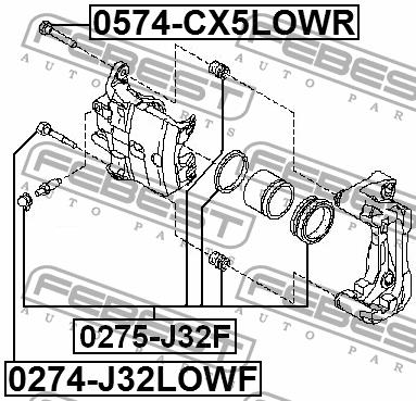Caliper slide pin Febest 0274-J32LOWF