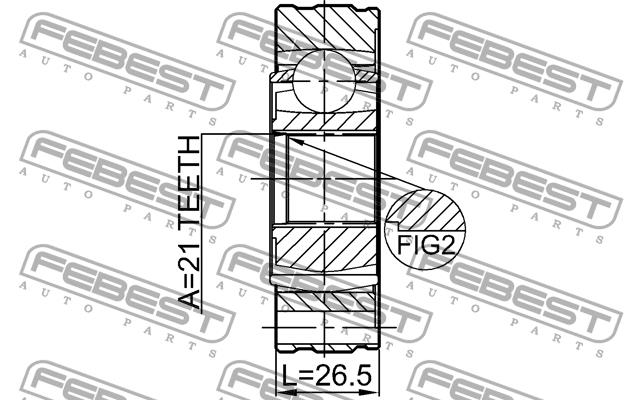 Cardan shaft joint Febest 0711-JB416SHA
