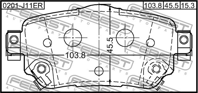 Febest 0201-J11ER Brake Pad Set, disc brake 0201J11ER