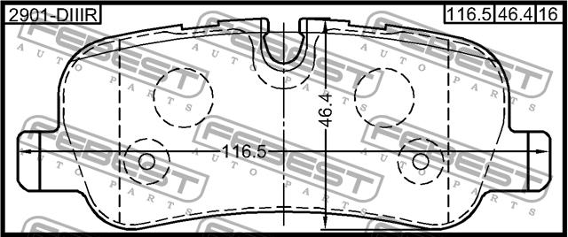 Febest 2901-DIIIR Brake Pad Set, disc brake 2901DIIIR