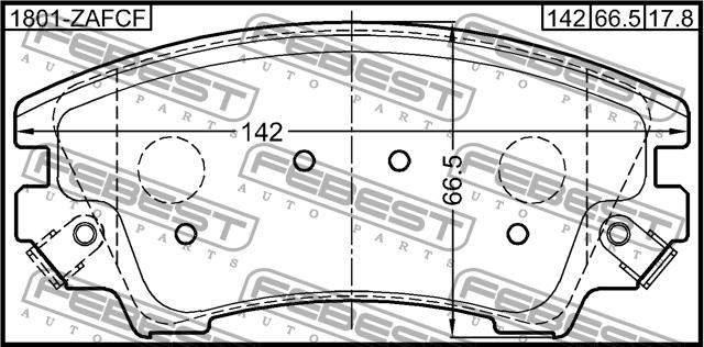 Febest 1801-ZAFCF Brake Pad Set, disc brake 1801ZAFCF