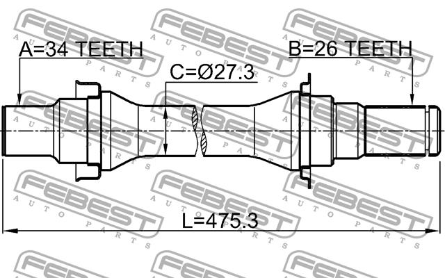 Right axle shaft Febest 1012-V250RH