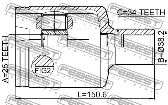 CV joint Febest 1611-204LH