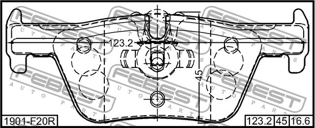 Febest 1901-F20R Brake Pad Set, disc brake 1901F20R