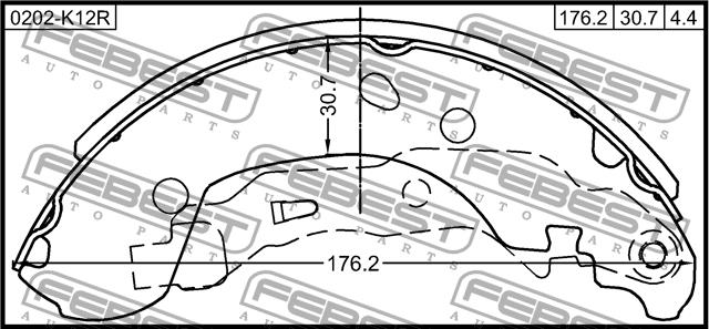 Febest 0202-K12R Brake shoe set 0202K12R