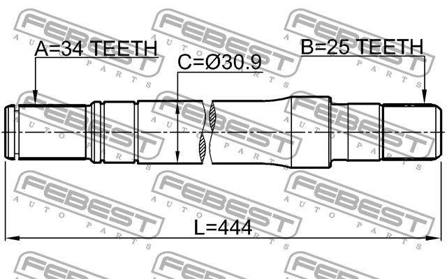 Right axle shaft Febest 1812-A17DTRH