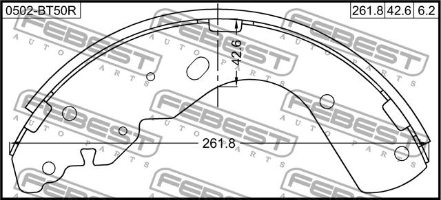 Febest 0502-BT50R Brake shoe set 0502BT50R
