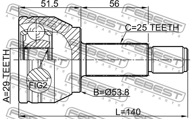 CV joint Febest 0510-M2