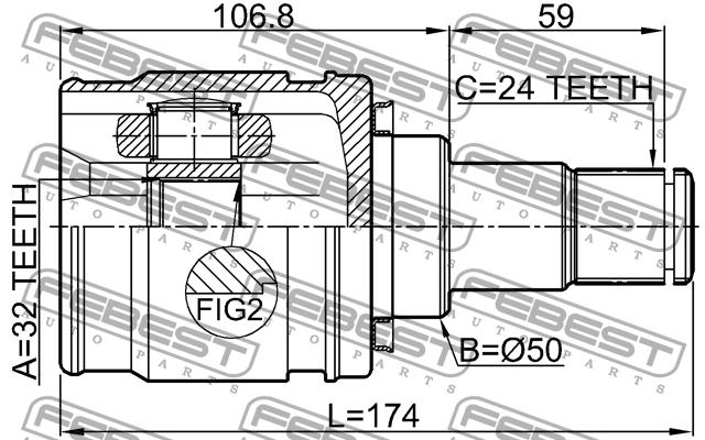 CV joint Febest 0111-ACV51LH