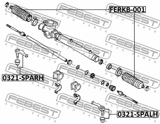 Left tie rod end Febest 0121-SPALH