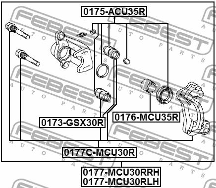 Brake caliper rear left Febest 0177-MCU30RLH