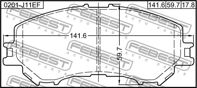 Febest 0201-J11EF Brake Pad Set, disc brake 0201J11EF