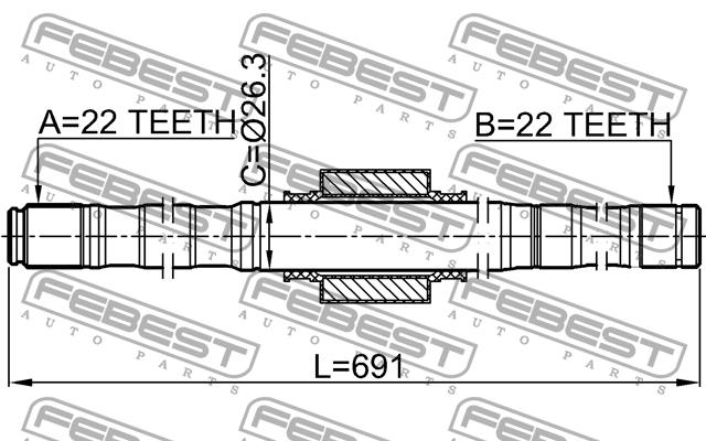 Right axle shaft Febest 0212-E11MT16L