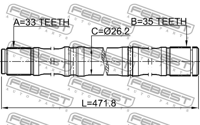 Left axle shaft Febest 0212-MR20CVT2WD