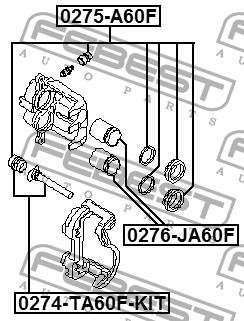 Caliper slide pin Febest 0274-TA60F-KIT