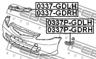 Bracket front bumper Febest 0337-GDRH