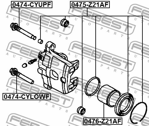 Front brake caliper piston Febest 0476-Z21AF