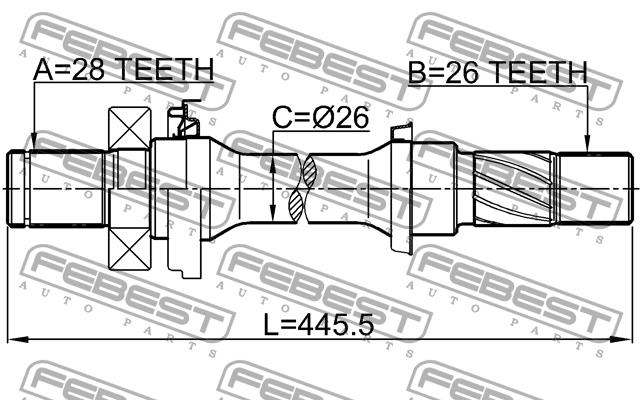 Right axle shaft Febest 0512-DC5