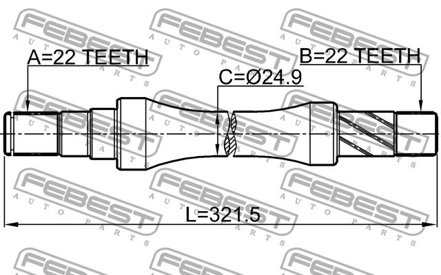 Right axle shaft Febest 0712-RS413