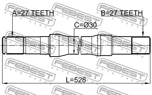 Right axle shaft Febest 1012-C100RH