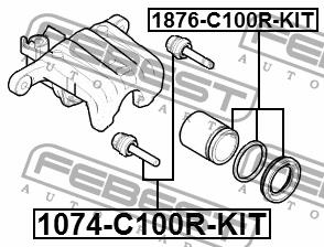 Caliper slide pin Febest 1074-C100R-KIT