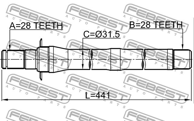 Right axle shaft Febest 1212-IX35MT6