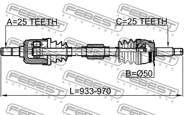 Drive shaft right Febest 1214-CAMTRH
