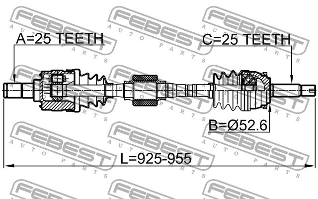 Drive shaft right Febest 1214-SOLRH