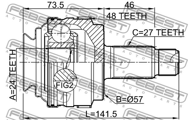 CV joint Febest 1910-E87A48R