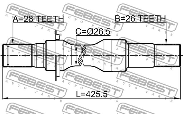 Right axle shaft Febest 2112-FOCAU