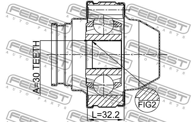 Cardan shaft joint Febest 2211-FQSHA