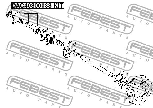 Rear Wheel Bearing Kit Febest DAC40800038-KIT