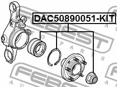 Rear Wheel Bearing Kit Febest DAC50890051-KIT