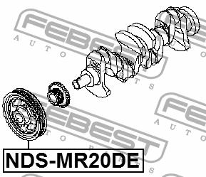 Pulley crankshaft Febest NDS-MR20DE