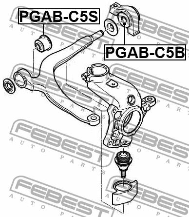 Front lower control arm rear bushing Febest PGAB-C5B