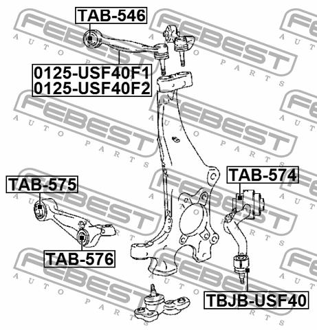 Front lower control arm rear bushing Febest TAB-575