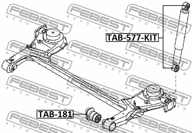 Silent block rear shock absorber kit Febest TAB-577-KIT