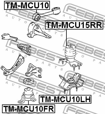 Engine mount, rear Febest TM-MCU15RR