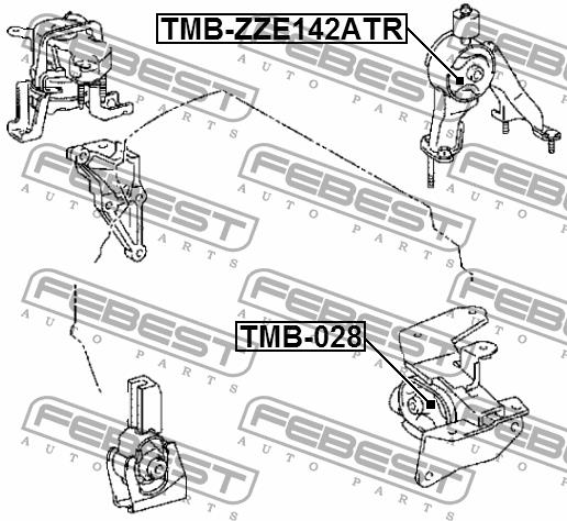 Engine mount, rear Febest TMB-ZZE142ATR