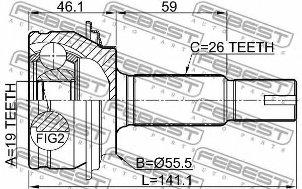 CV joint Febest 0110-KSP90Z19