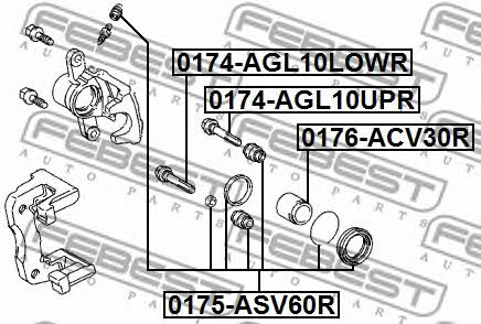 Caliper slide pin Febest 0174-AGL10UPR